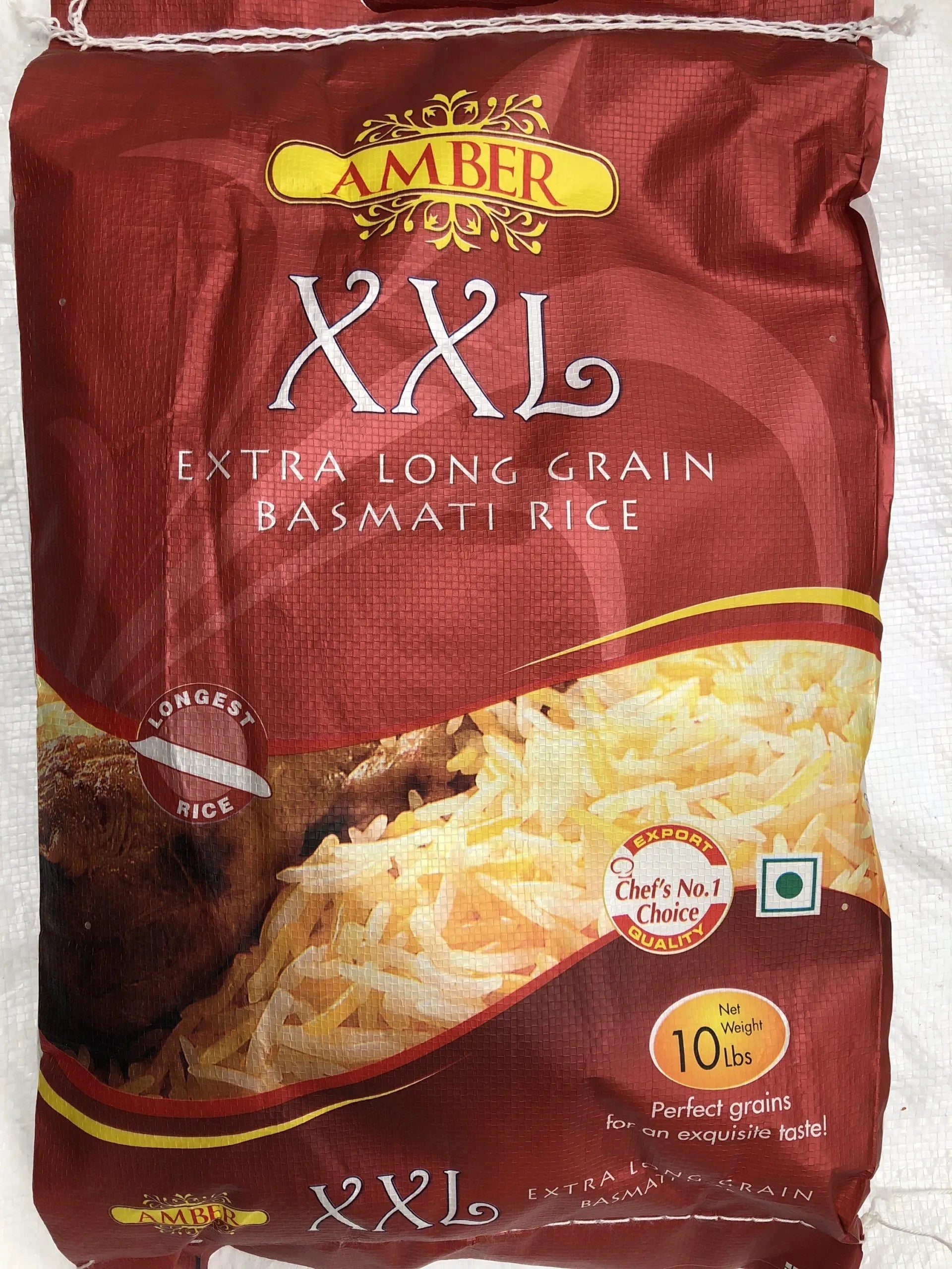 Amber XXL Extra Long Grain Basmati Rice 10 lb - SHOBZEE